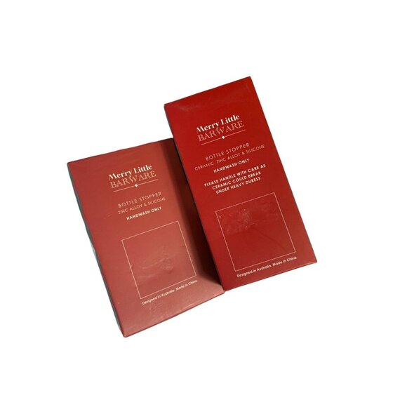 Merry Little Barware Wine Bottle Stopper Lot of 2 Christmas Trees - Picture 2 of 4